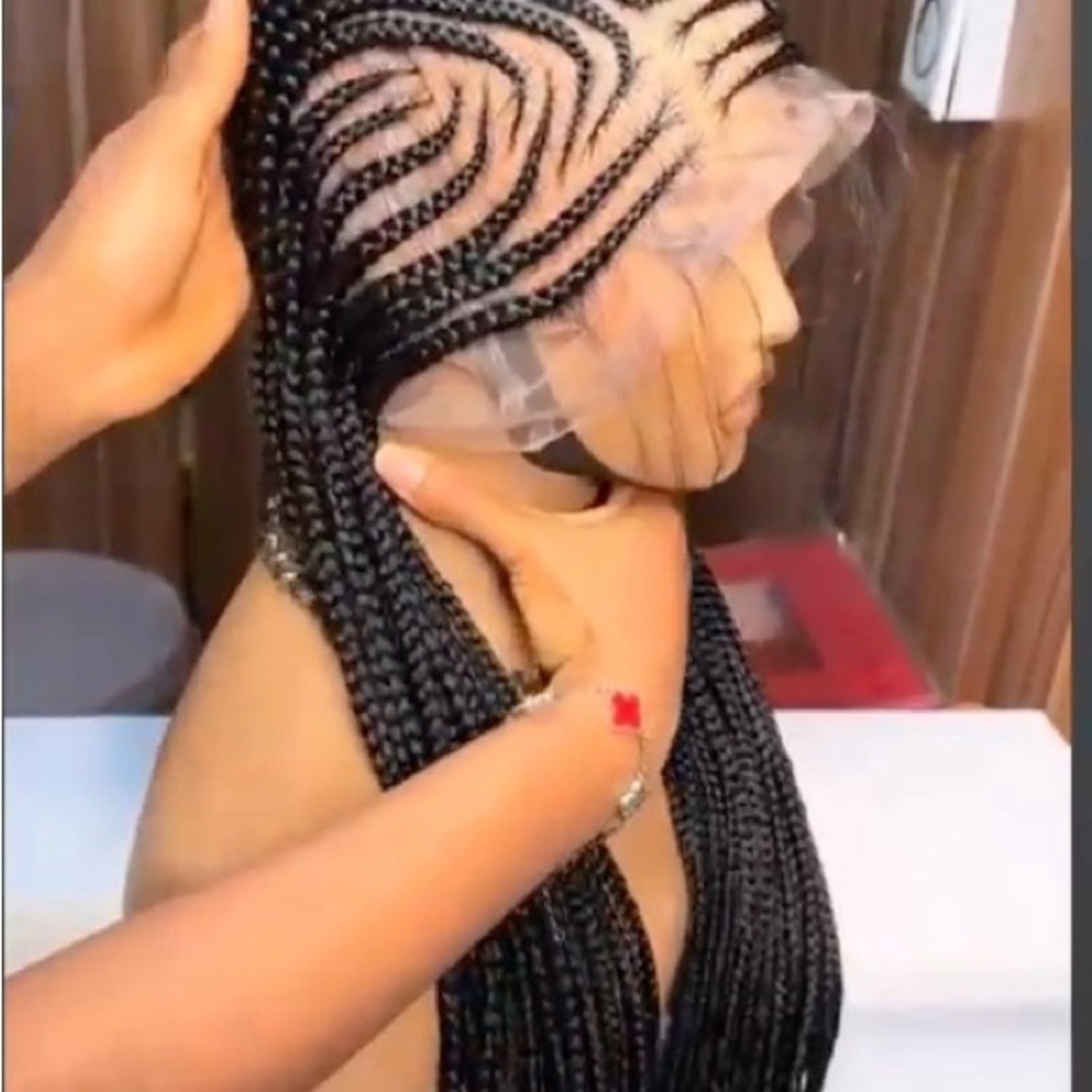 30” Full Lace Cornrow Protective Style Braided Wig with Baby Hair